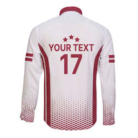 Latvia Basketball Custom Long Sleeve Button Shirt White Latvian Pattern