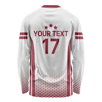 Latvia Basketball Custom Long Sleeve Shirt White Latvian Pattern