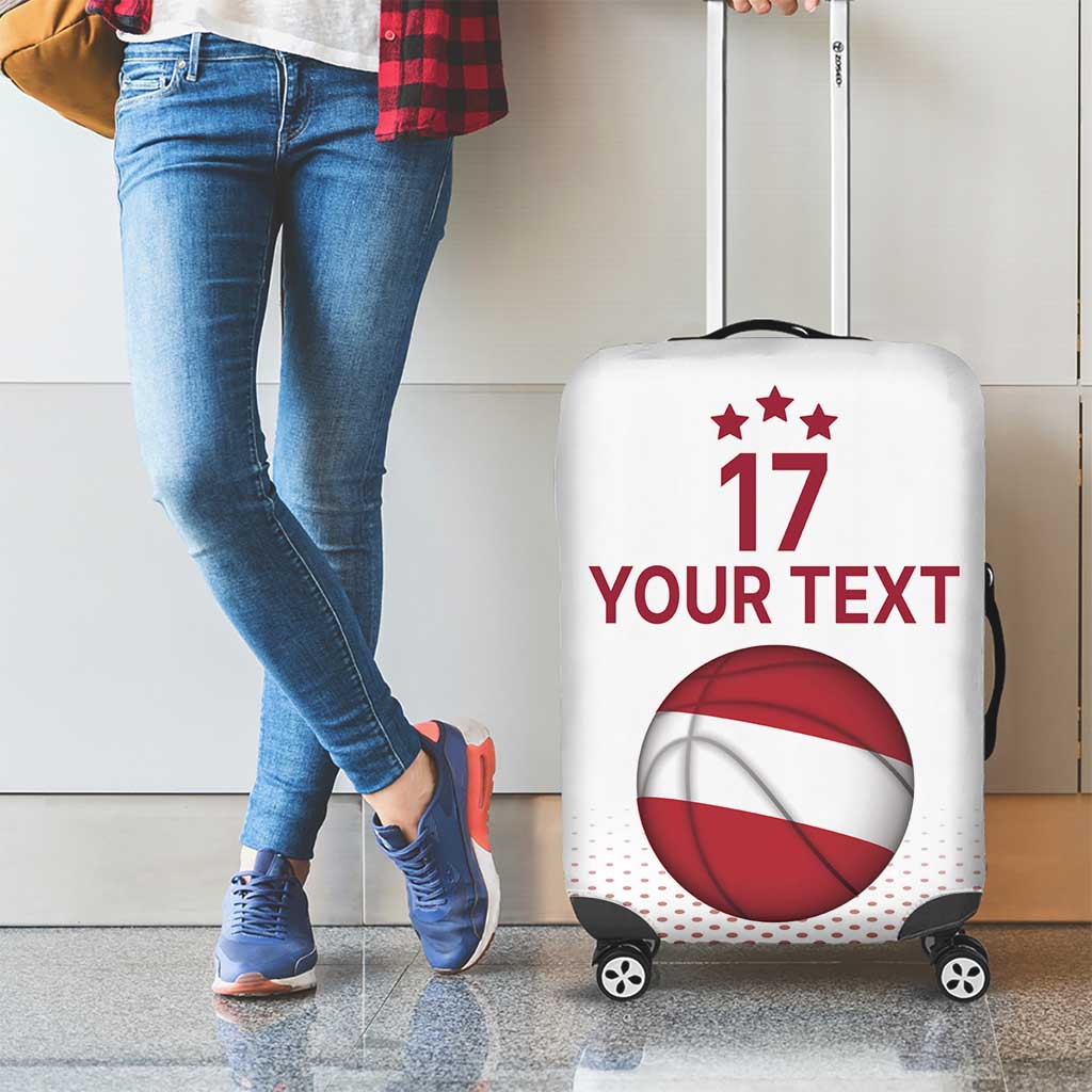 Latvia Basketball Custom Luggage Cover White Latvian Pattern