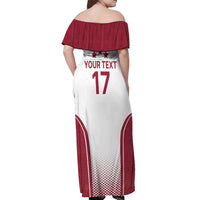 Latvia Basketball Custom Off Shoulder Maxi Dress White Latvian Pattern