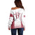 Latvia Basketball Custom Off Shoulder Sweater White Latvian Pattern