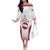 Latvia Basketball Custom Off The Shoulder Long Sleeve Dress White Latvian Pattern