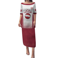 Latvia Basketball Custom Puletasi White Latvian Pattern