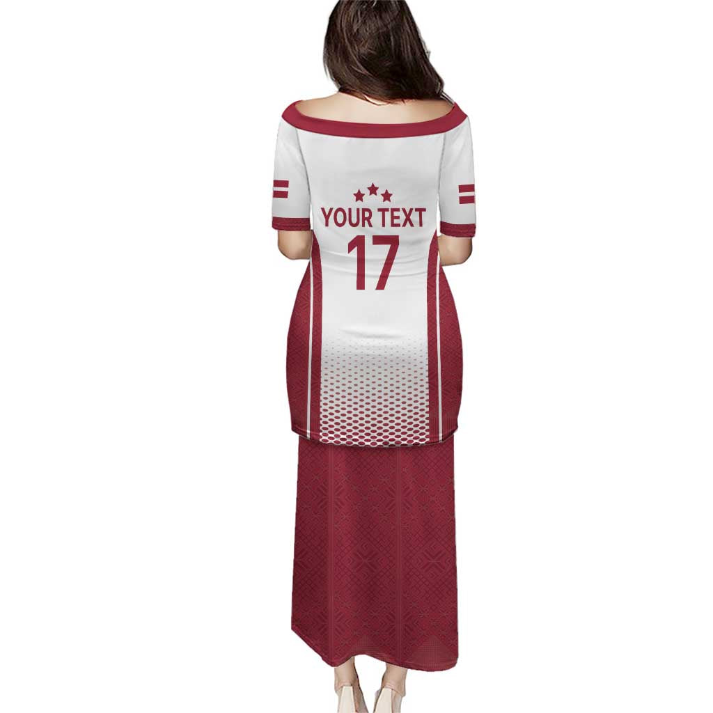 Latvia Basketball Custom Puletasi White Latvian Pattern