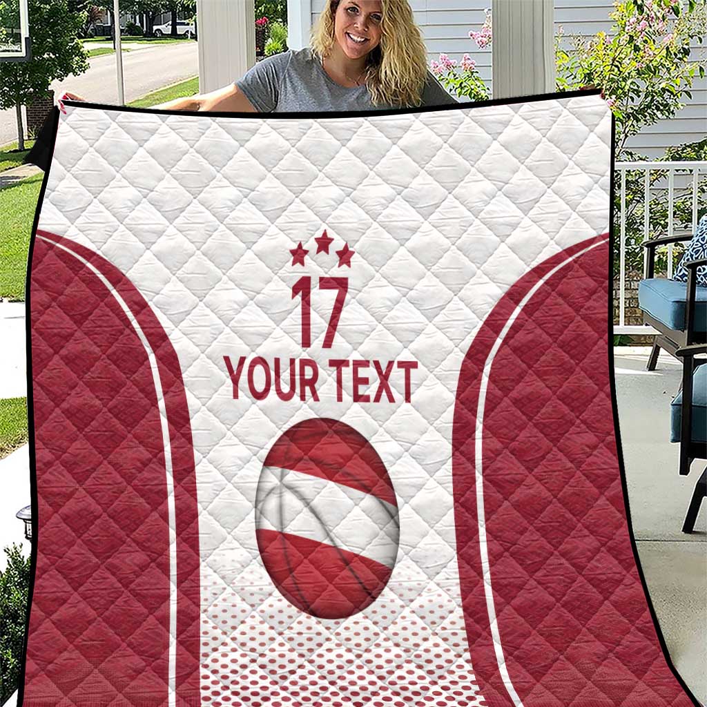 Latvia Basketball Custom Quilt White Latvian Pattern