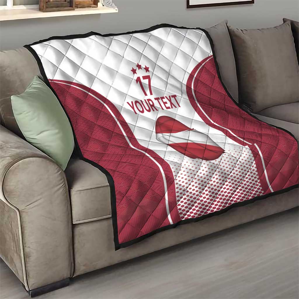 Latvia Basketball Custom Quilt White Latvian Pattern
