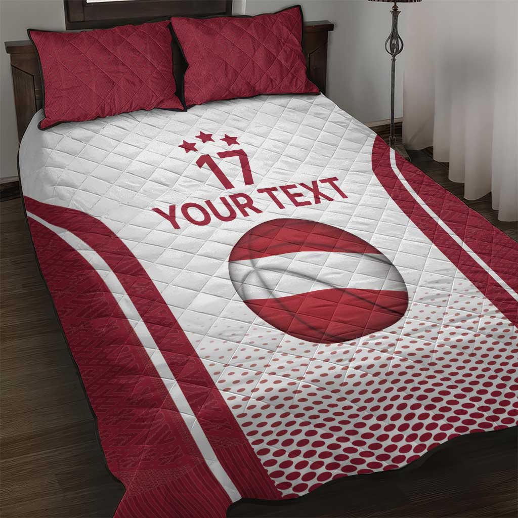 Latvia Basketball Custom Quilt Bed Set White Latvian Pattern