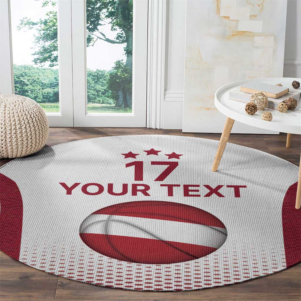 Latvia Basketball Custom Round Carpet White Latvian Pattern