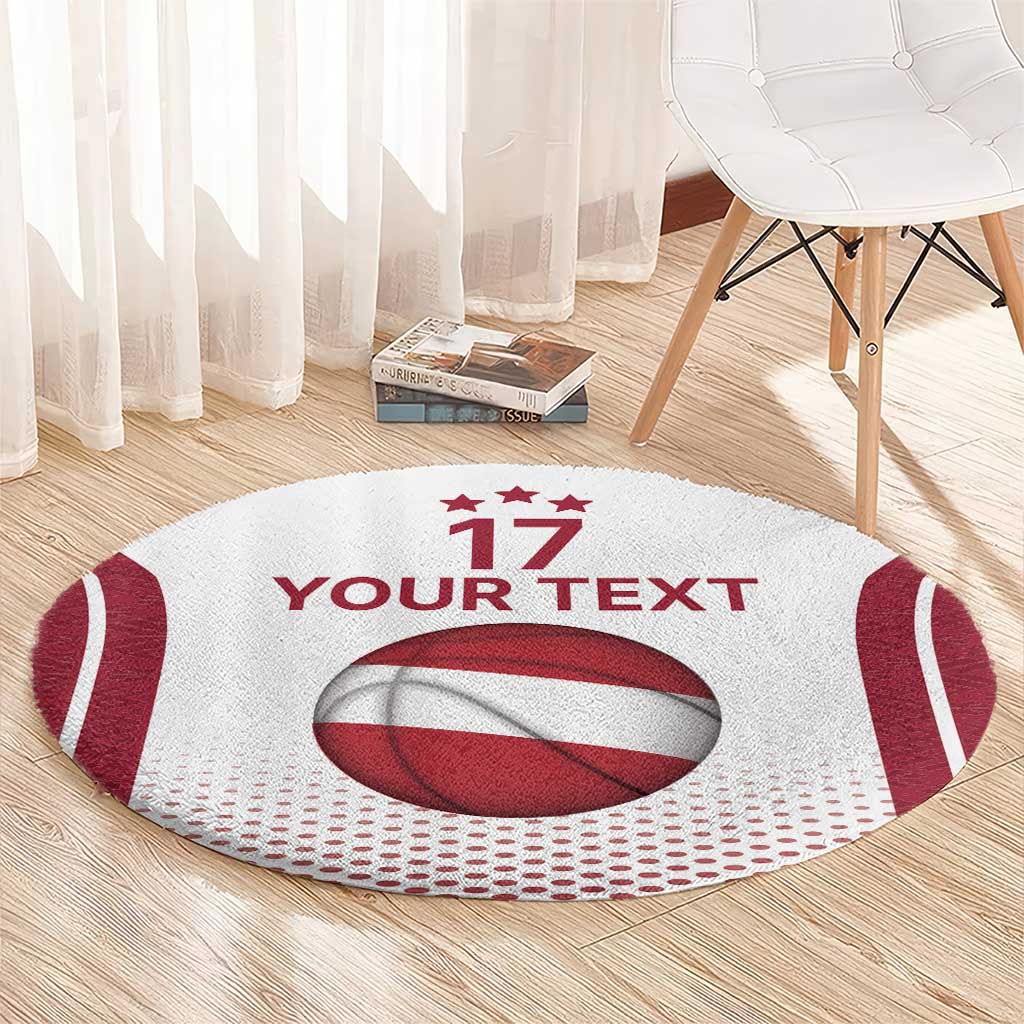 Latvia Basketball Custom Round Carpet White Latvian Pattern