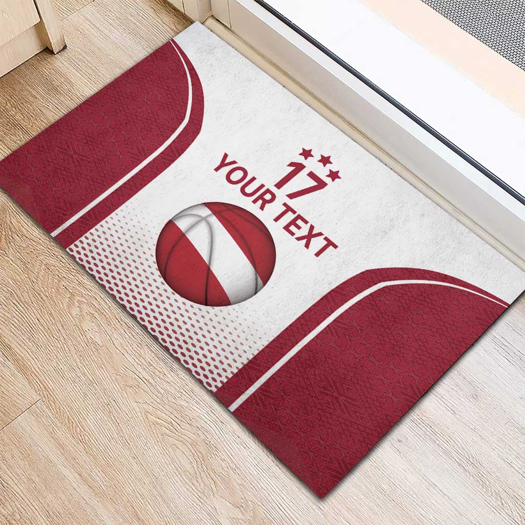 Latvia Basketball Custom Rubber Doormat White Latvian Pattern