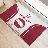 Latvia Basketball Custom Rubber Doormat White Latvian Pattern