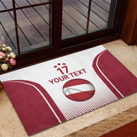 Latvia Basketball Custom Rubber Doormat White Latvian Pattern