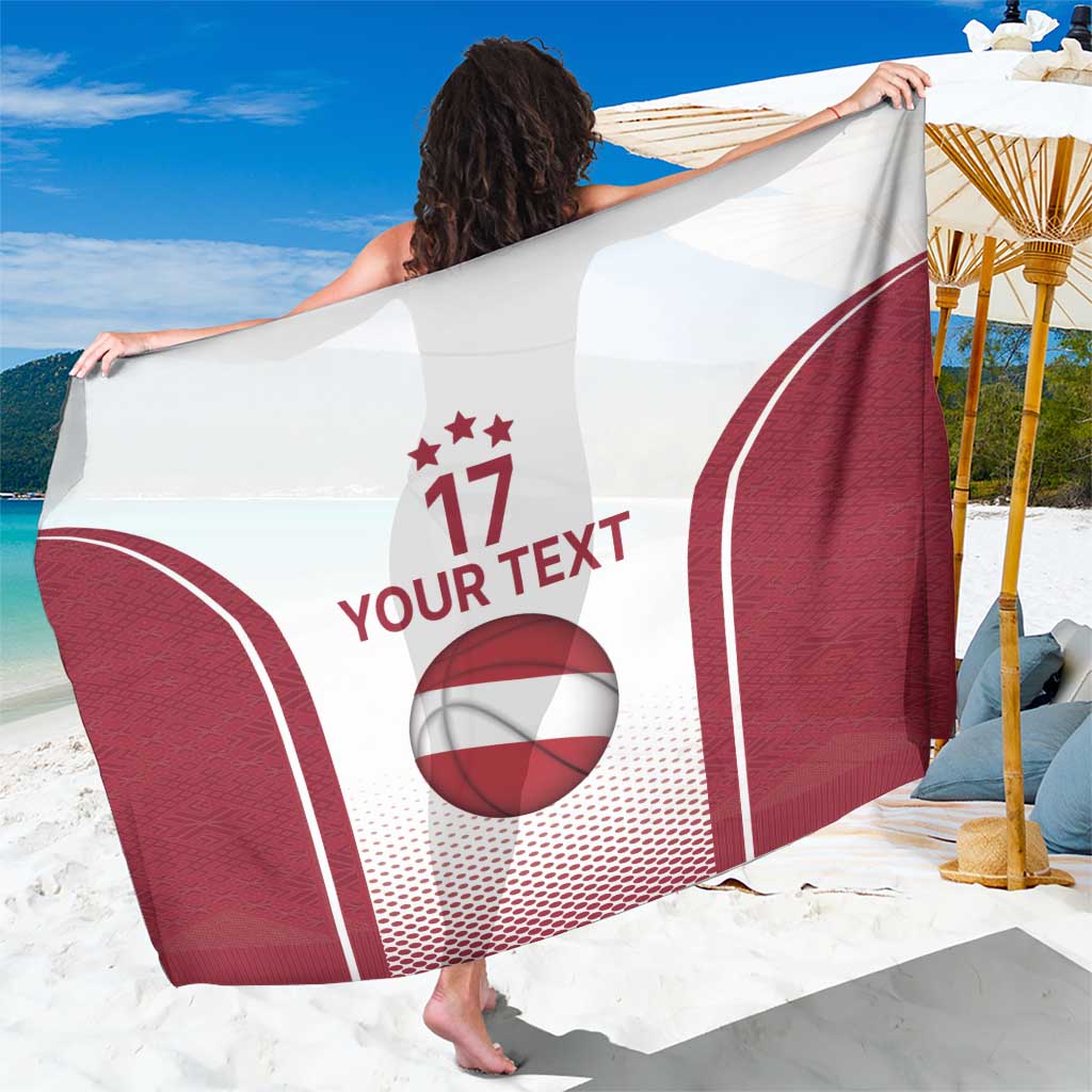 Latvia Basketball Custom Sarong White Latvian Pattern