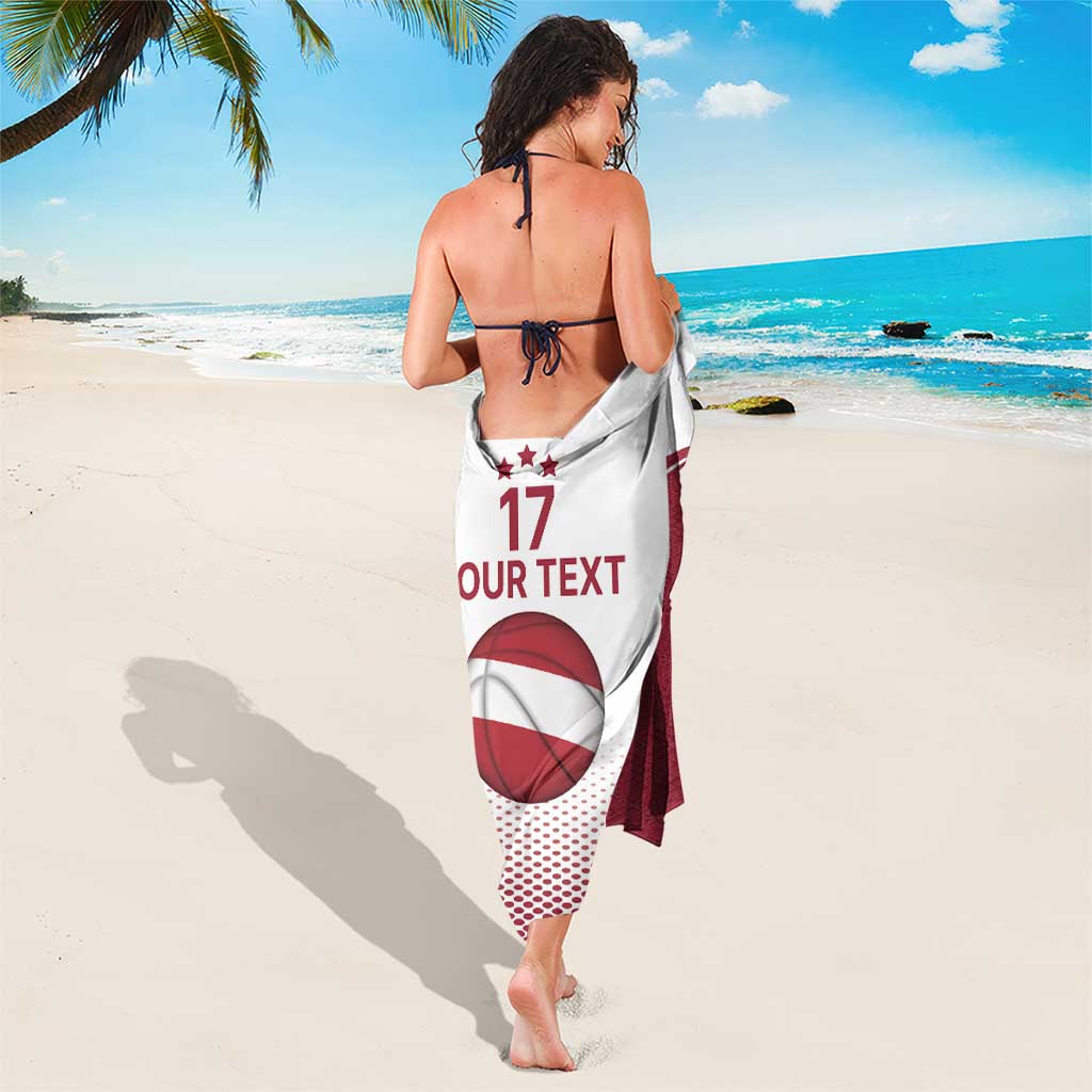 Latvia Basketball Custom Sarong White Latvian Pattern