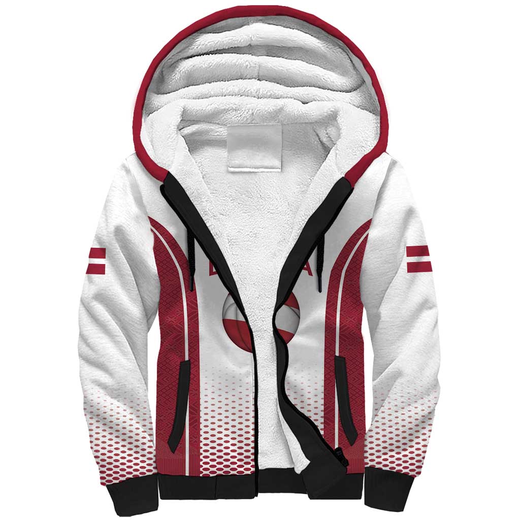 Latvia Basketball Custom Sherpa Hoodie White Latvian Pattern