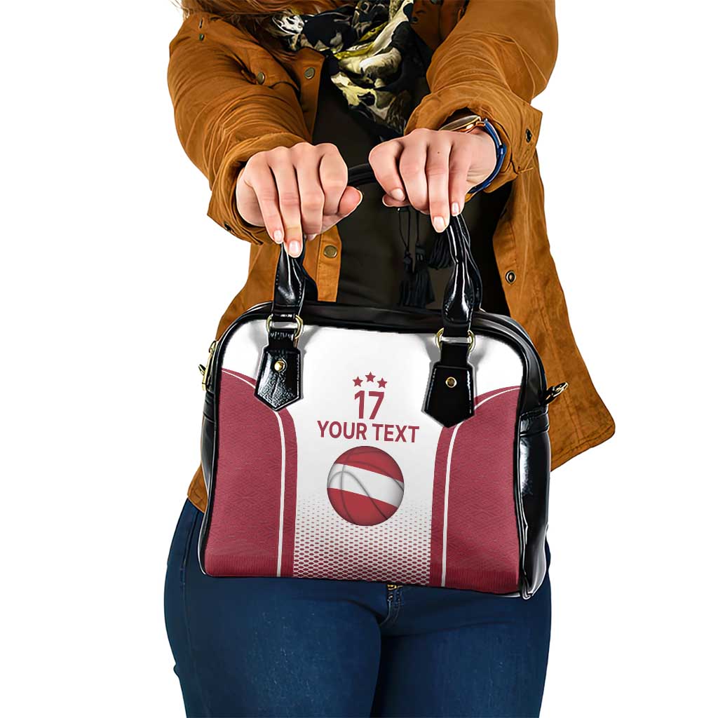 Latvia Basketball Custom Shoulder Handbag White Latvian Pattern