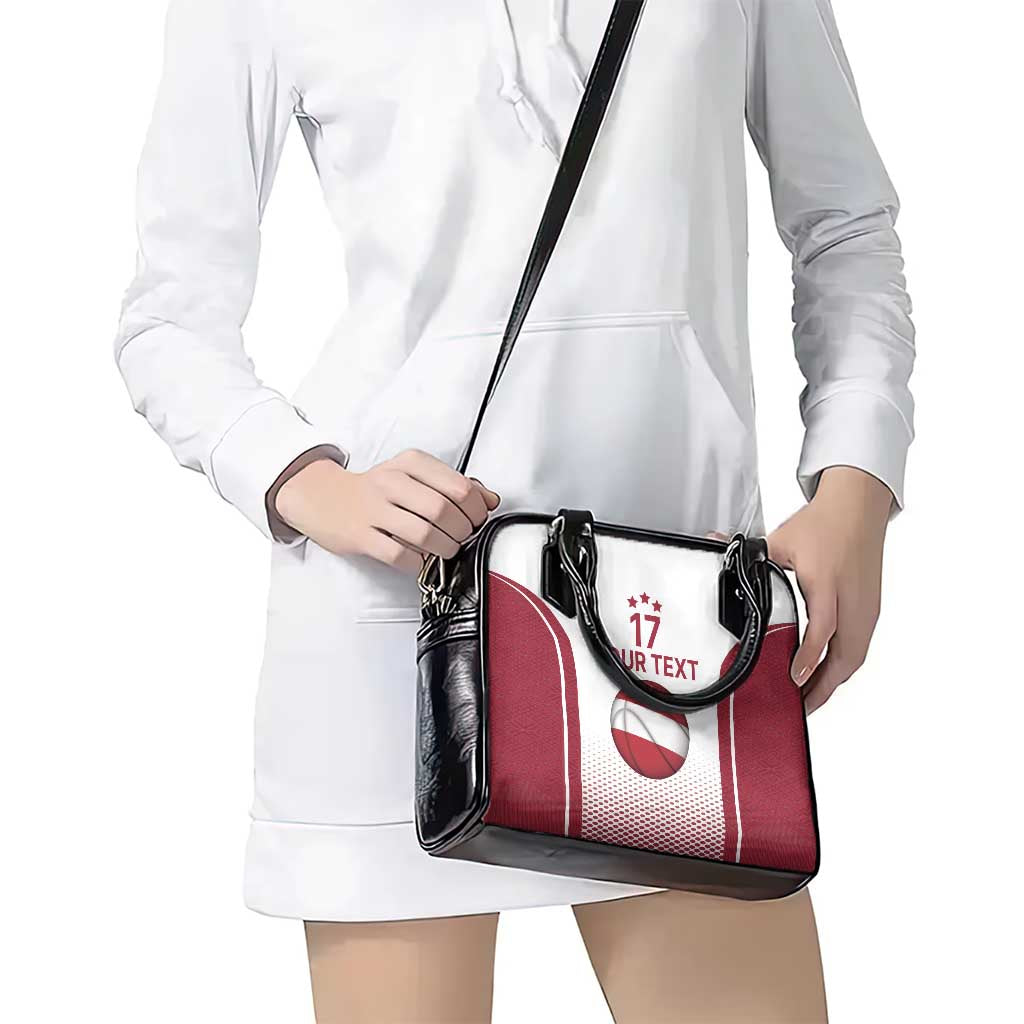 Latvia Basketball Custom Shoulder Handbag White Latvian Pattern