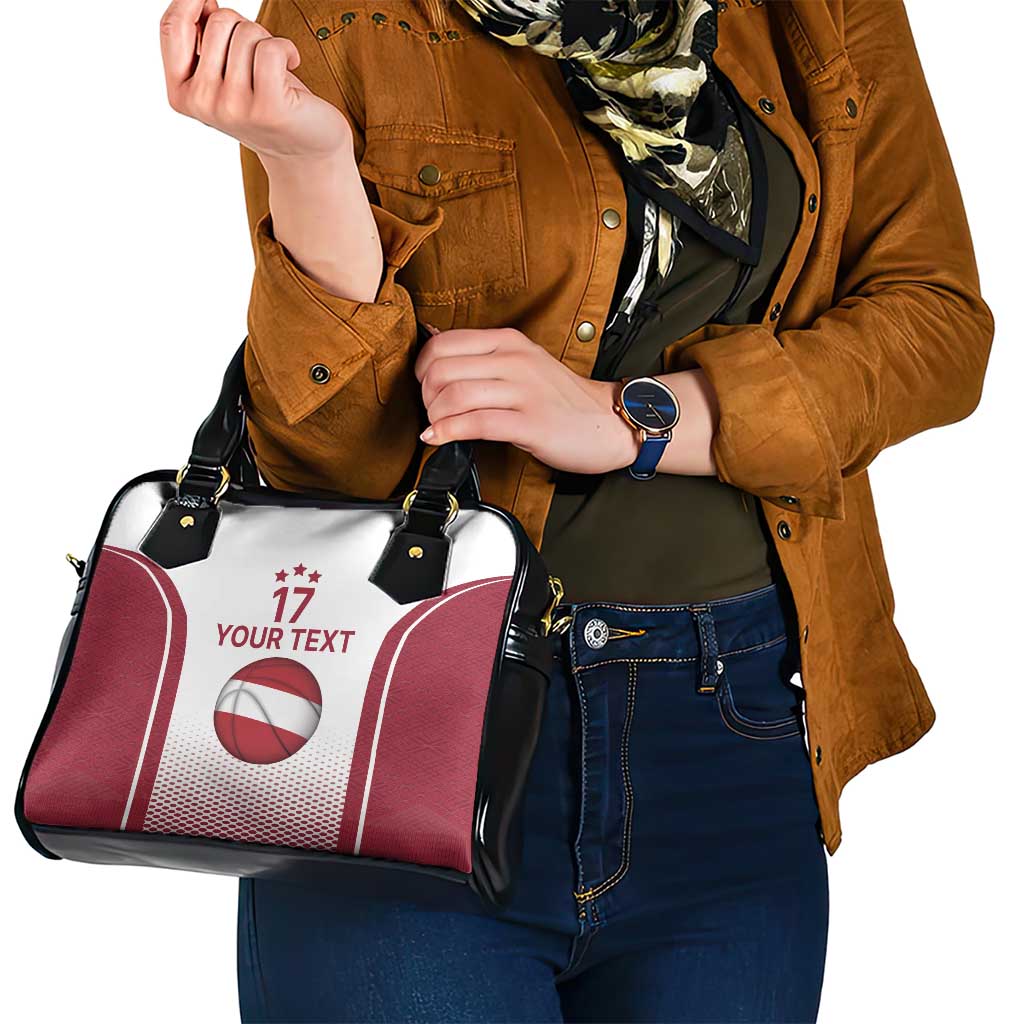 Latvia Basketball Custom Shoulder Handbag White Latvian Pattern