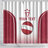 Latvia Basketball Custom Shower Curtain White Latvian Pattern