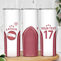 Latvia Basketball Custom Skinny Tumbler White Latvian Pattern