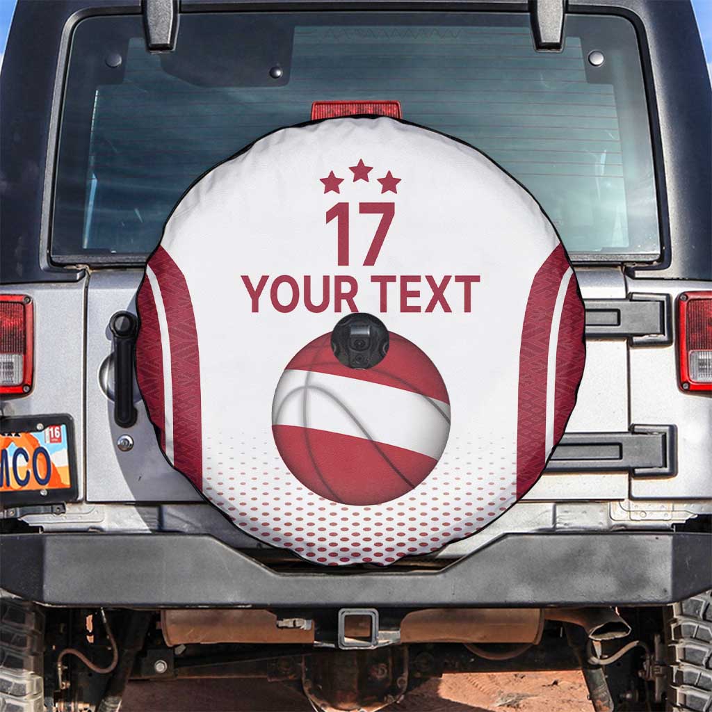 Latvia Basketball Custom Spare Tire Cover White Latvian Pattern