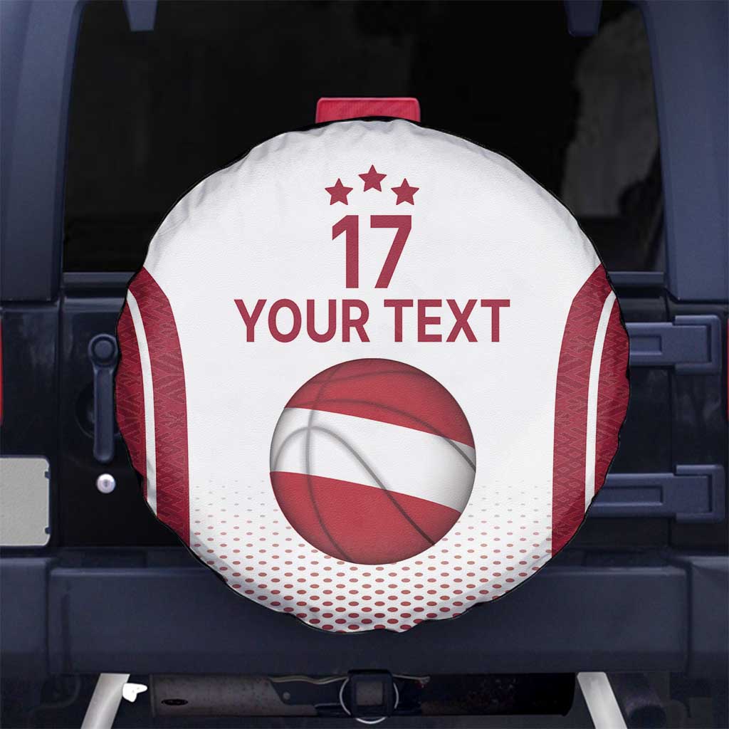 Latvia Basketball Custom Spare Tire Cover White Latvian Pattern