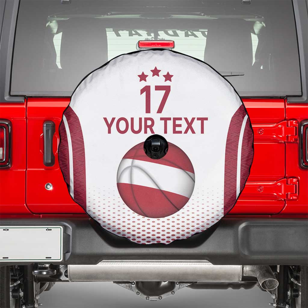 Latvia Basketball Custom Spare Tire Cover White Latvian Pattern