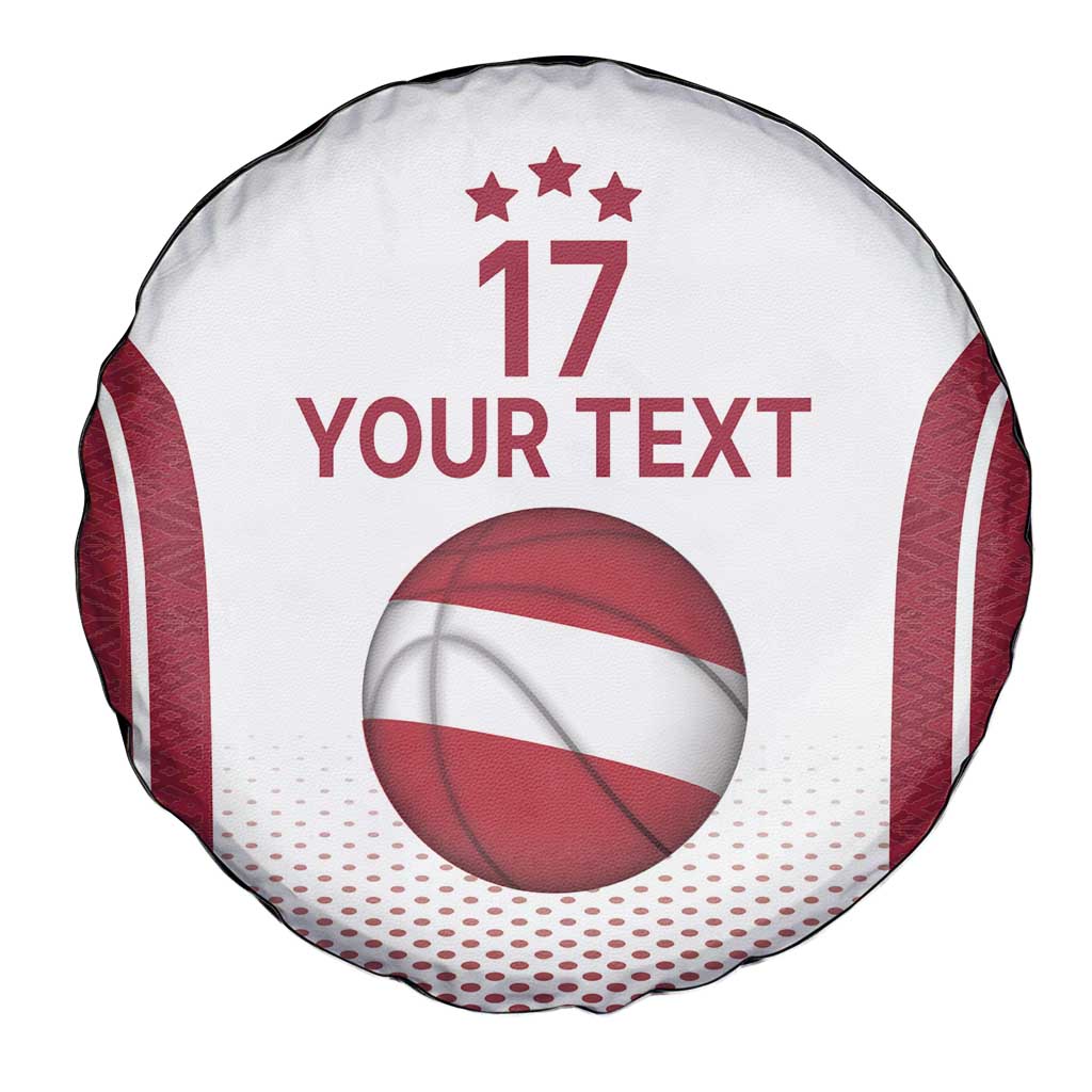 Latvia Basketball Custom Spare Tire Cover White Latvian Pattern
