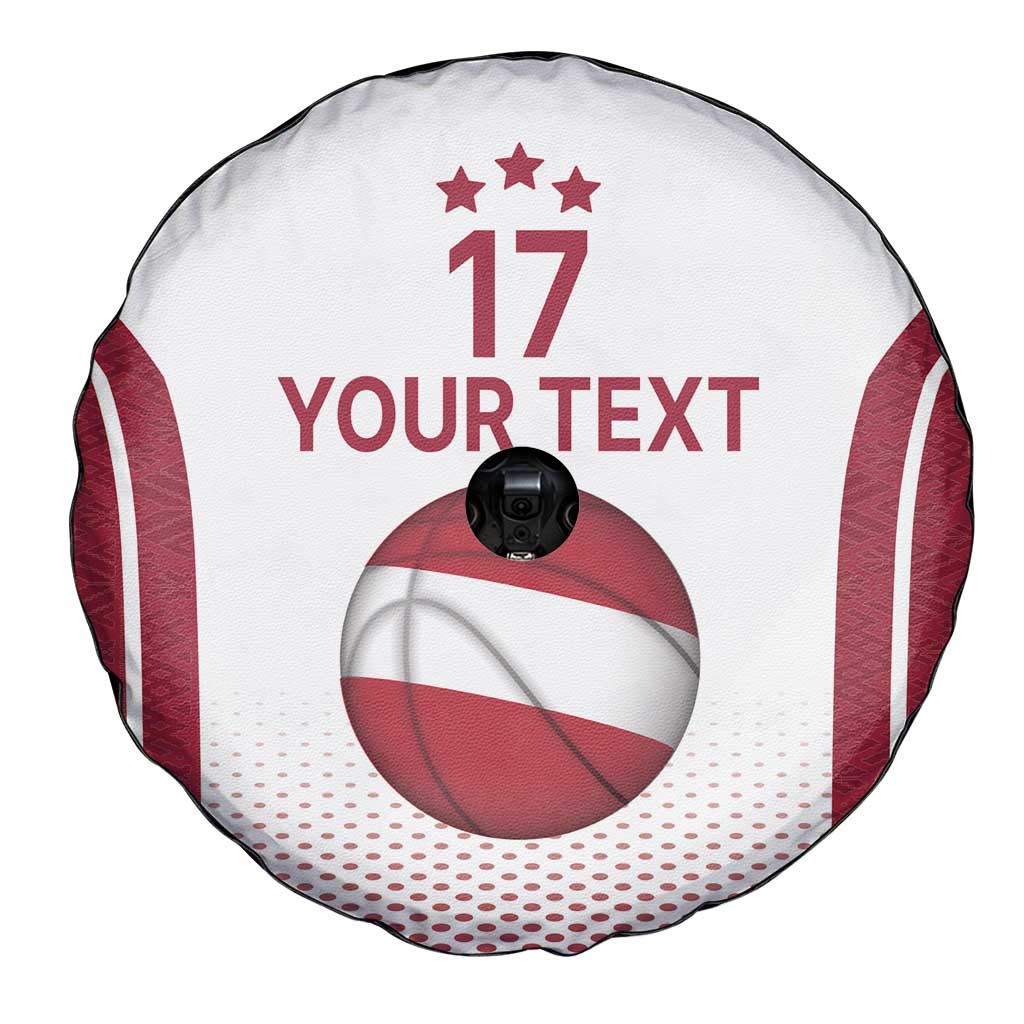 Latvia Basketball Custom Spare Tire Cover White Latvian Pattern