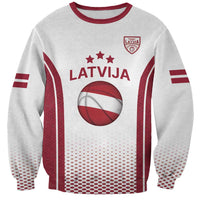 Latvia Basketball Custom Sweatshirt White Latvian Pattern