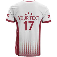 Latvia Basketball Custom T Shirt White Latvian Pattern