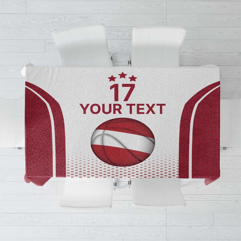 Latvia Basketball Custom Tablecloth White Latvian Pattern