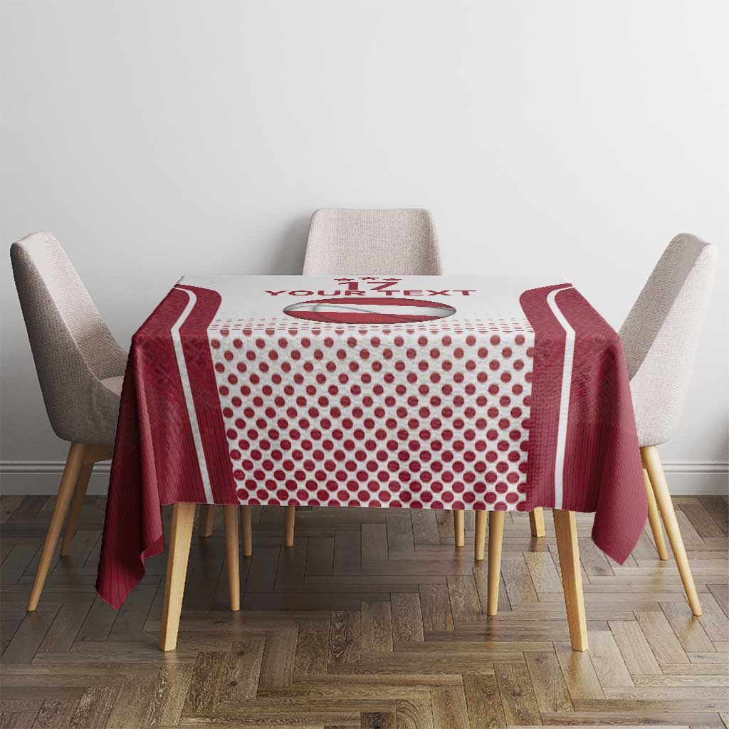 Latvia Basketball Custom Tablecloth White Latvian Pattern