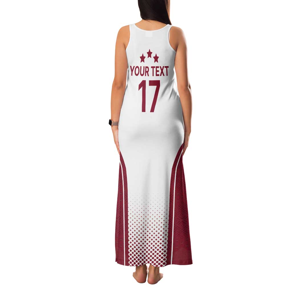 Latvia Basketball Custom Tank Maxi Dress White Latvian Pattern