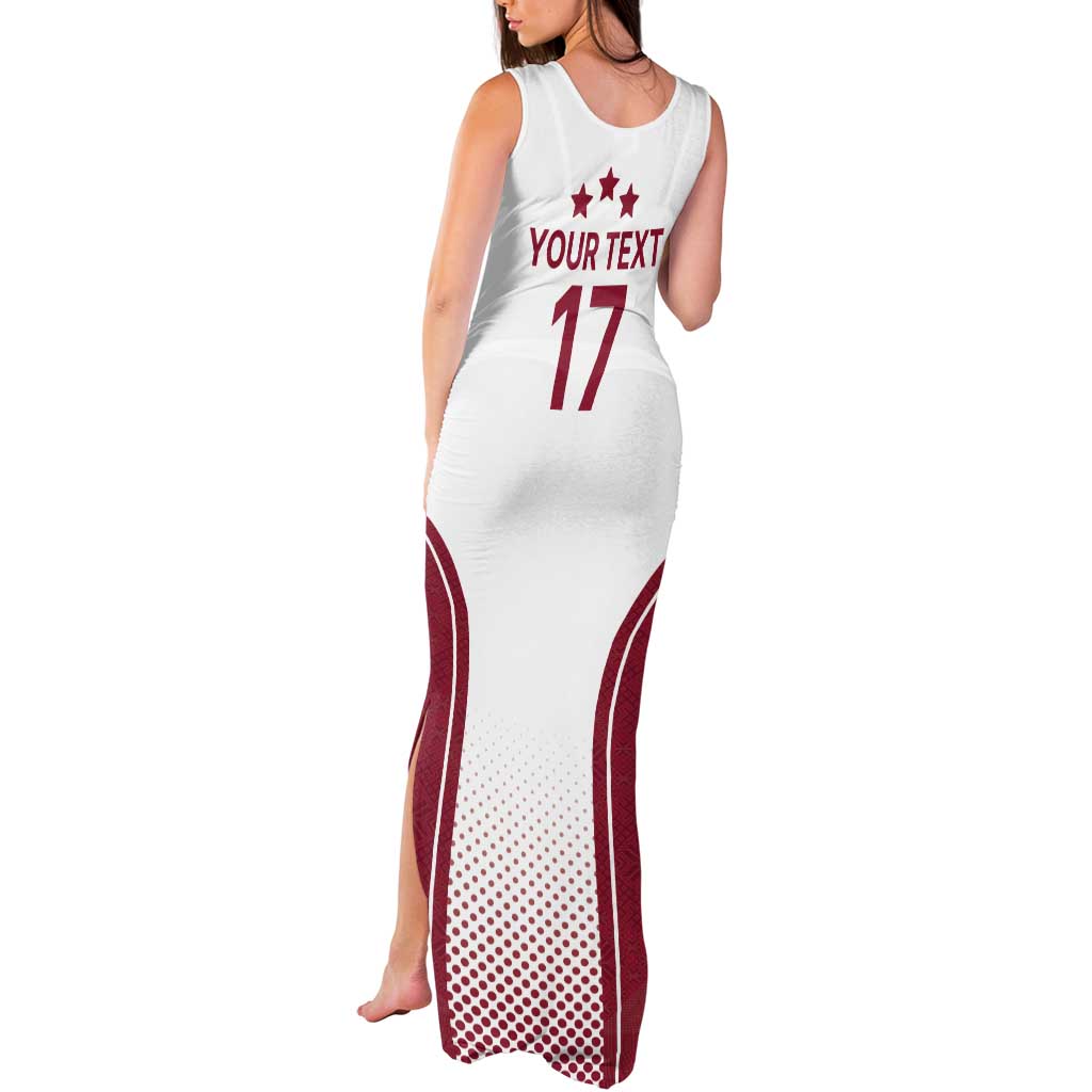 Latvia Basketball Custom Tank Maxi Dress White Latvian Pattern