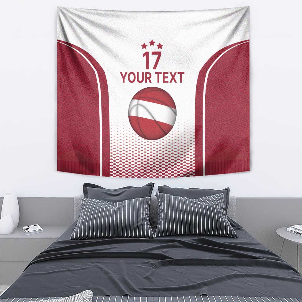 Latvia Basketball Custom Tapestry White Latvian Pattern