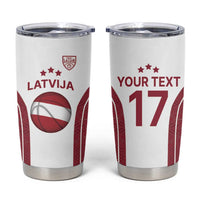 Latvia Basketball Custom Tumbler Cup White Latvian Pattern