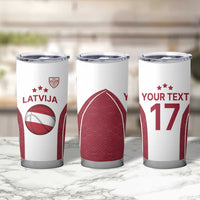 Latvia Basketball Custom Tumbler Cup White Latvian Pattern
