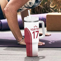 Latvia Basketball Custom Tumbler With Handle White Latvian Pattern