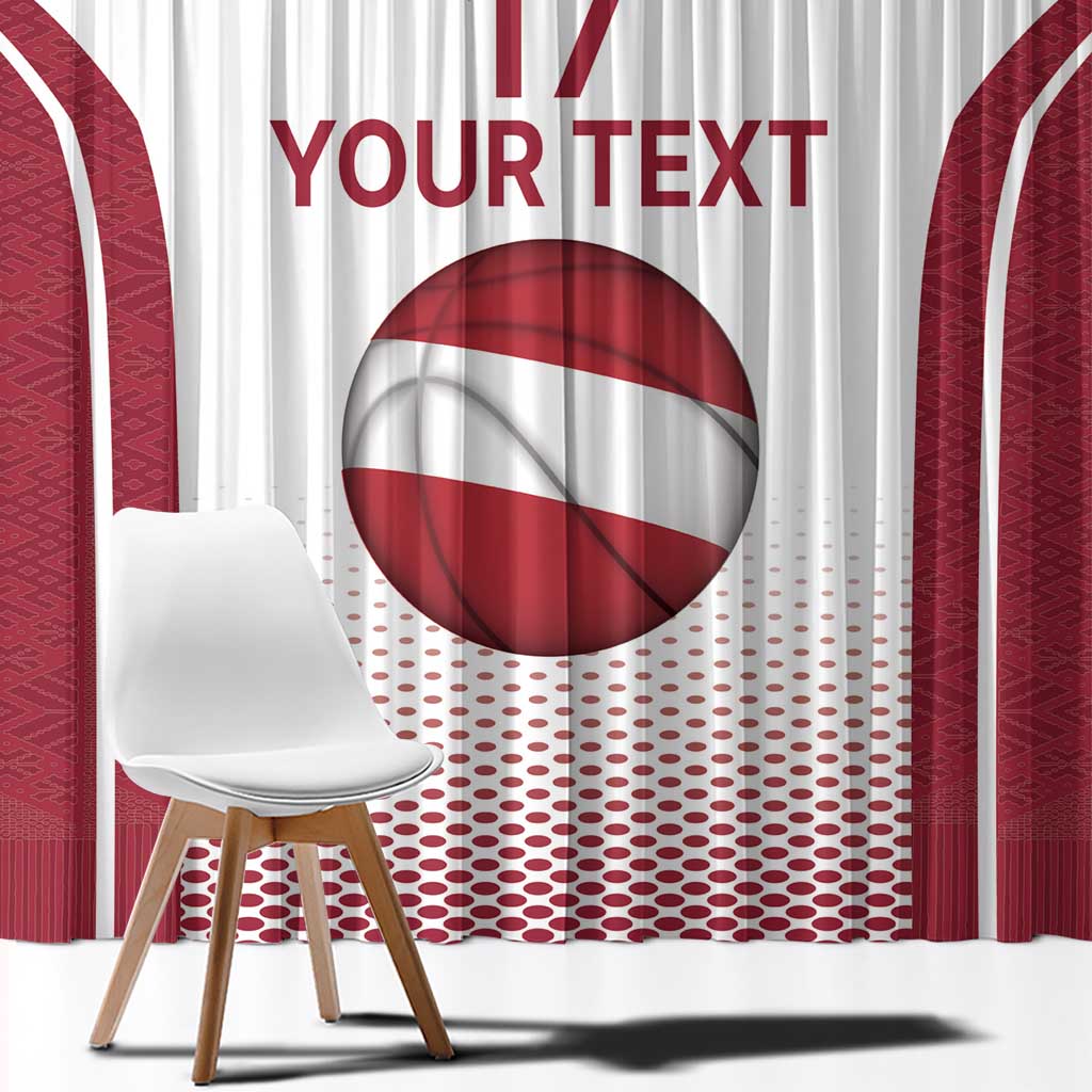 Latvia Basketball Custom Window Curtain White Latvian Pattern