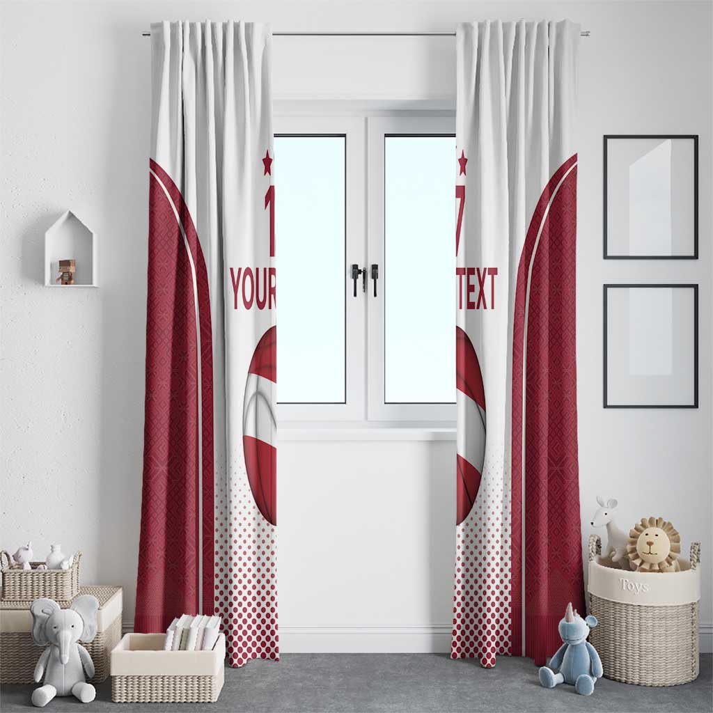 Latvia Basketball Custom Window Curtain White Latvian Pattern