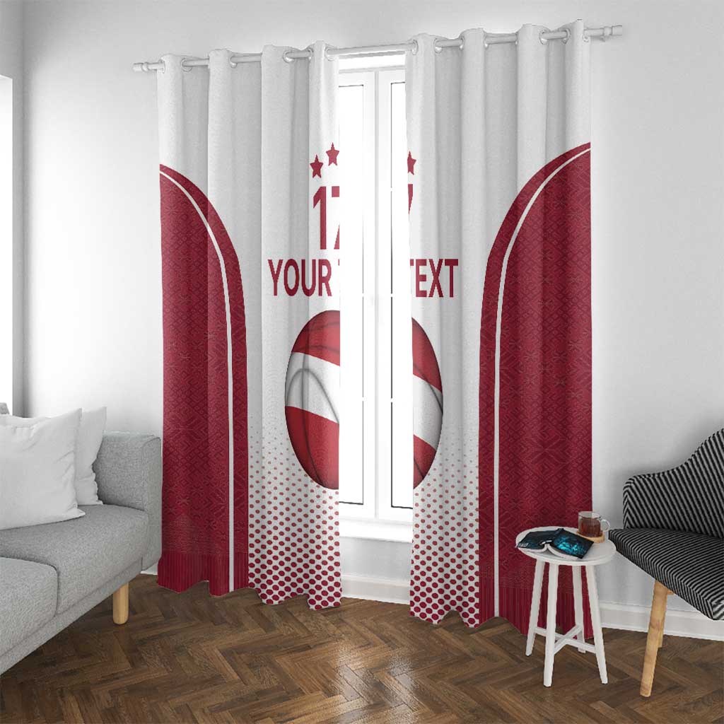Latvia Basketball Custom Window Curtain White Latvian Pattern
