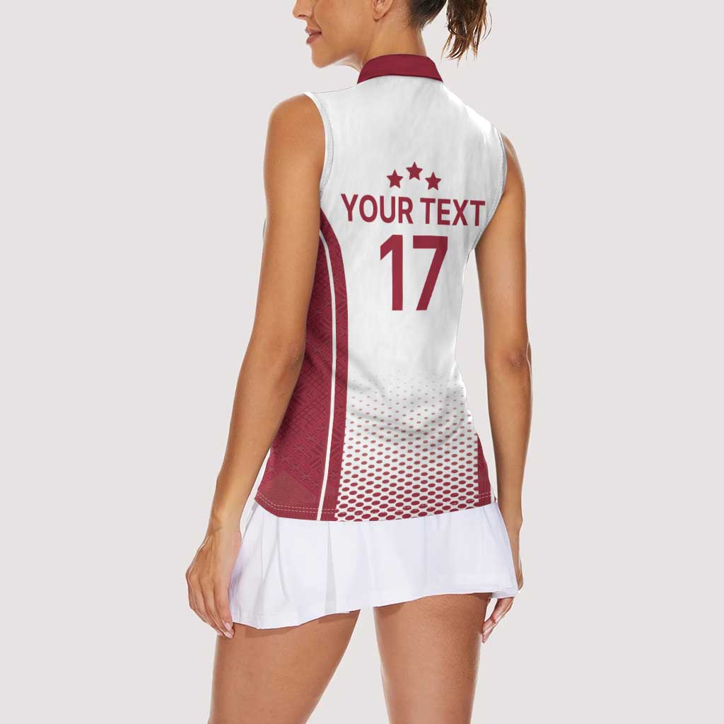 Latvia Basketball Custom Women Sleeveless Polo Shirt White Latvian Pattern