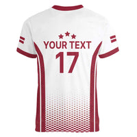 Latvia Basketball Custom Women V-Neck T-Shirt White Latvian Pattern