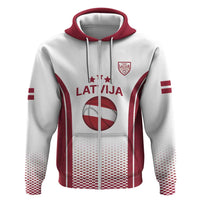 Latvia Basketball Custom Zip Hoodie White Latvian Pattern