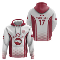 Latvia Basketball Custom Zip Hoodie White Latvian Pattern