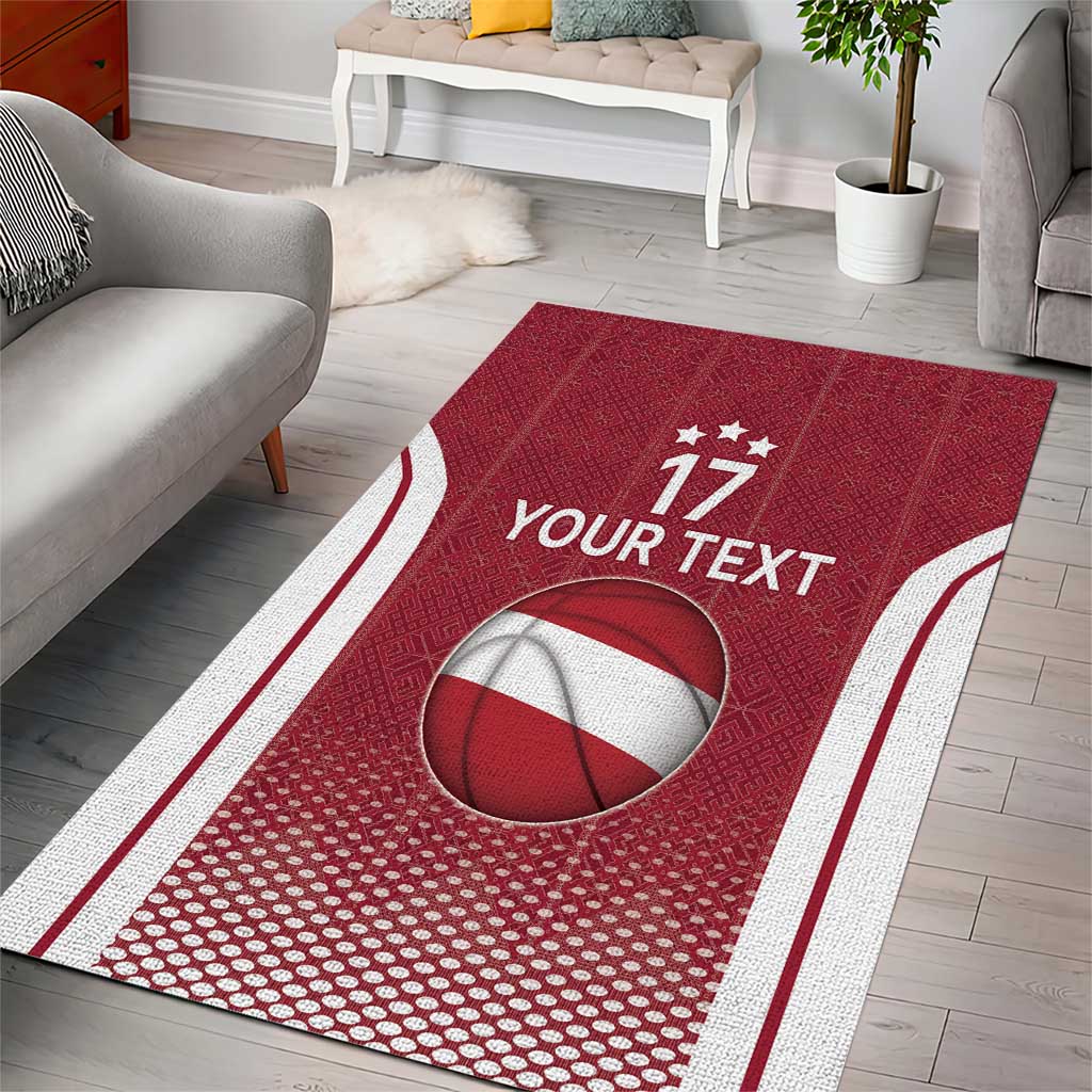 Latvia Basketball Custom Area Rug Red Latvian Pattern
