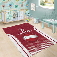 Latvia Basketball Custom Area Rug Red Latvian Pattern