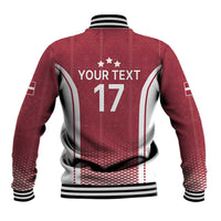 Latvia Basketball Custom Baseball Jacket Red Latvian Pattern