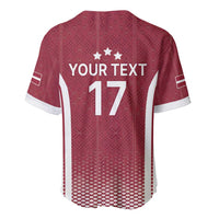Latvia Basketball Custom Baseball Jersey Red Latvian Pattern